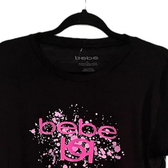 Bebe Women Teen Black Logo In Pink lStretch Fit NWT - Picture 3 of 3